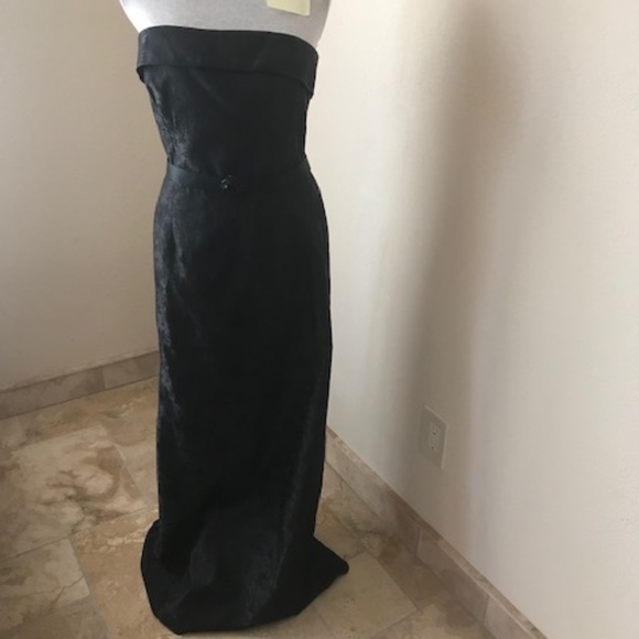 Kay Unger Black Strapless Gown w Fox Collar Jacket